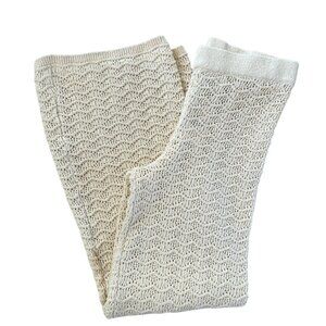 NWT Mango wide leg crochet beach pants in light beige